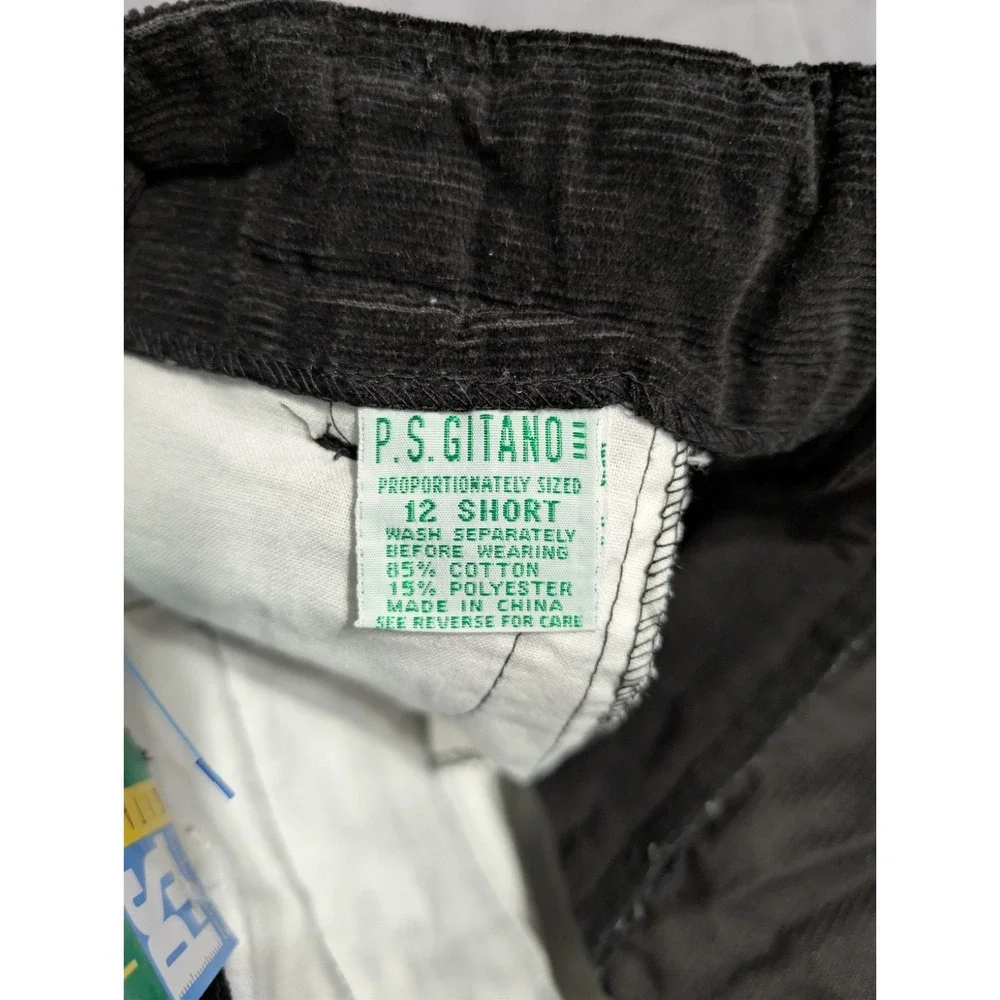 Vintage P.S. Gitano Corduroy Pants Womens‎ 12 Short NWT Pleated Tapered